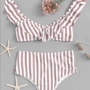 High waisted stripe bikini